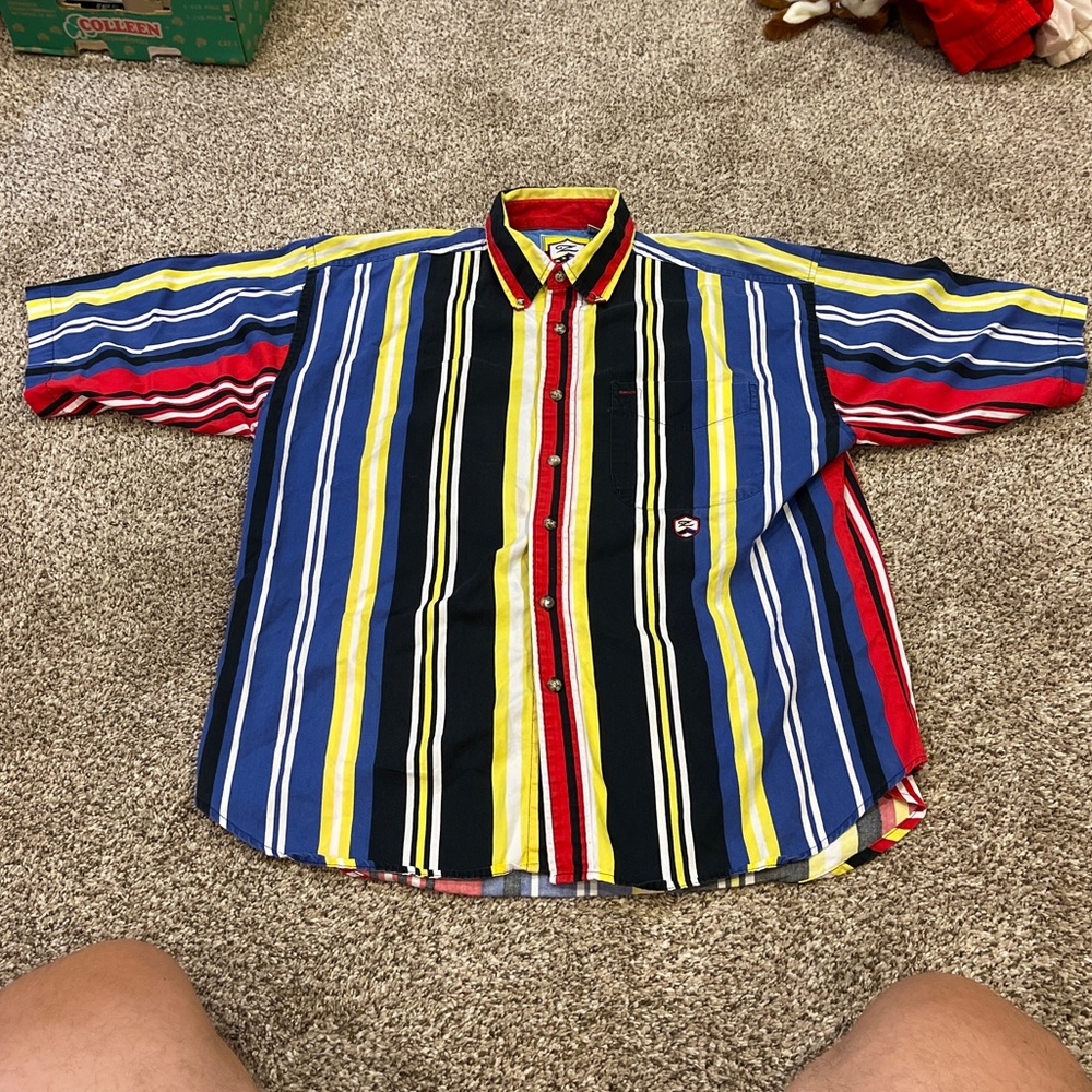 Ziza Colorful Striped Men's Large 100% Cotton Short-Sleeved Polo